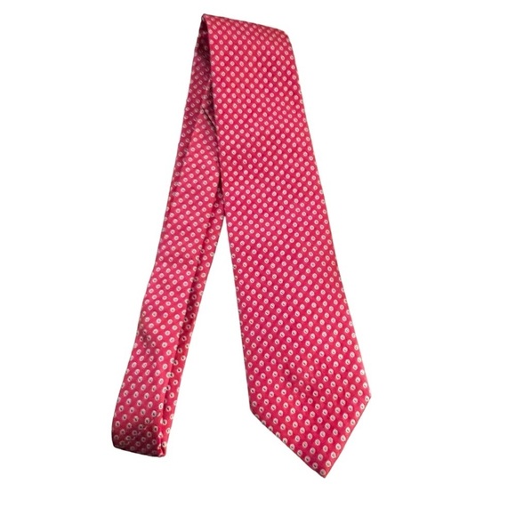 Altea Italian Silk Tie Pink bobbles dots - Picture 3 of 9